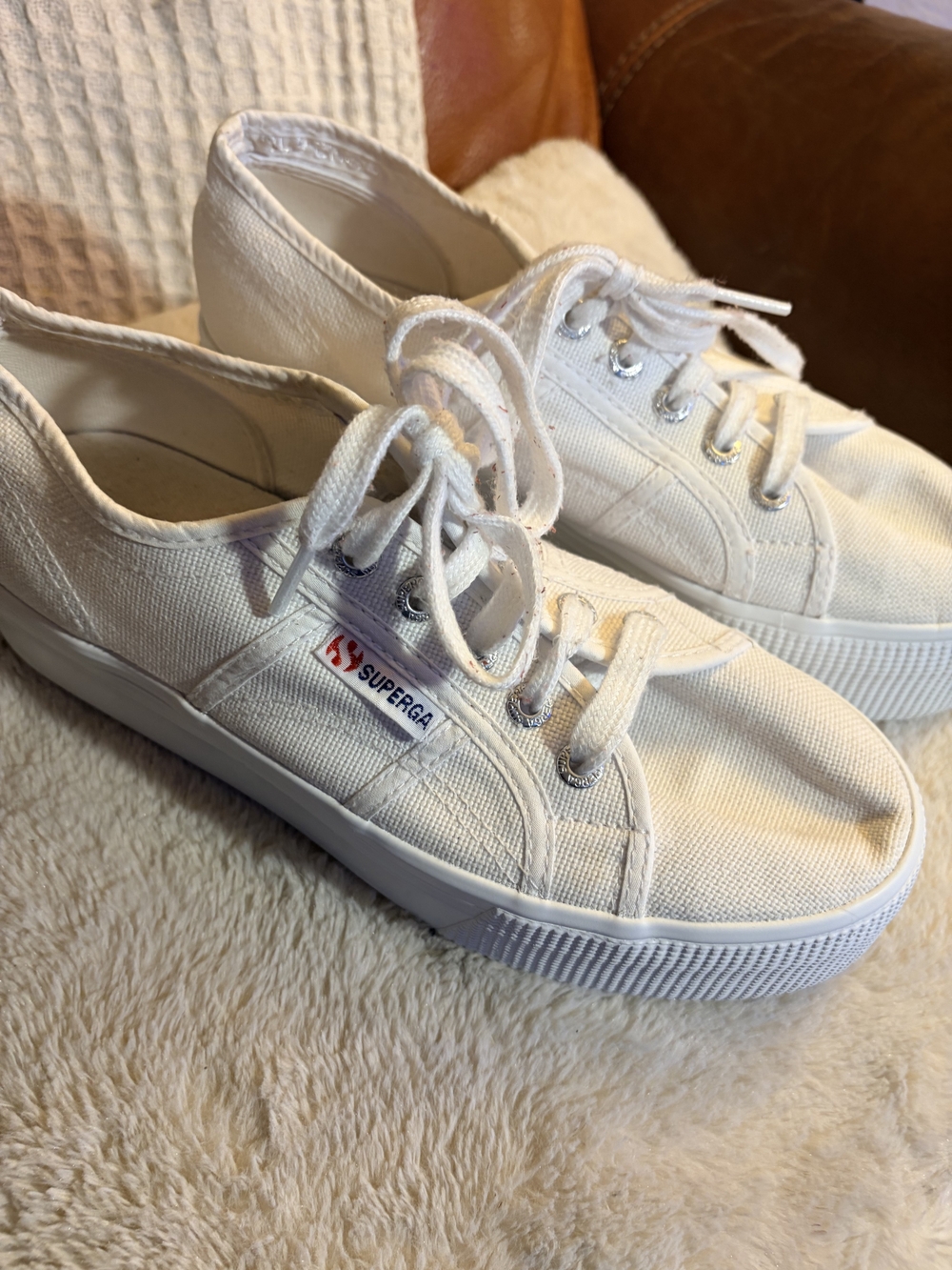 Superga Women's White Canvas Low-Top Sneakers with Logo Tab